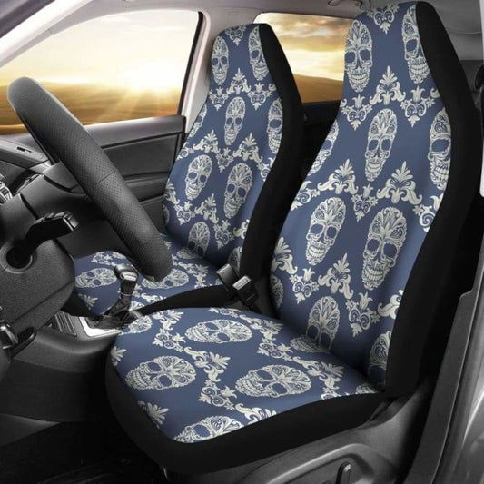 Set Of 2 Sugar Skull Car Seat Covers 101207