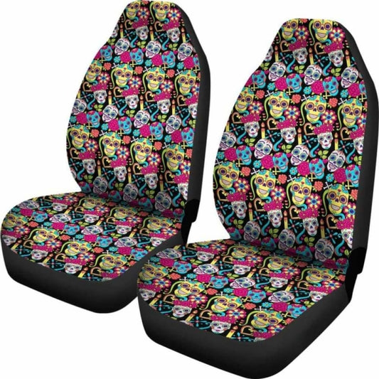 Set Of 2 Sugar Skull Seat Covers 101207