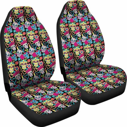 Set Of 2 Sugar Skull Seat Covers 101207