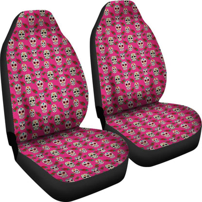Set Of 2 Sugar Skull Seat Covers 101819 - YourCarButBetter