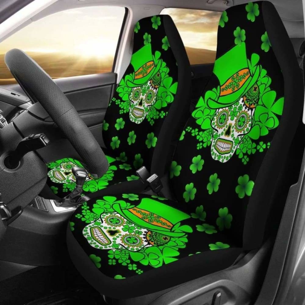 Set Of 2 Sugar Skull St Patrick’S Day Seat Covers 101207