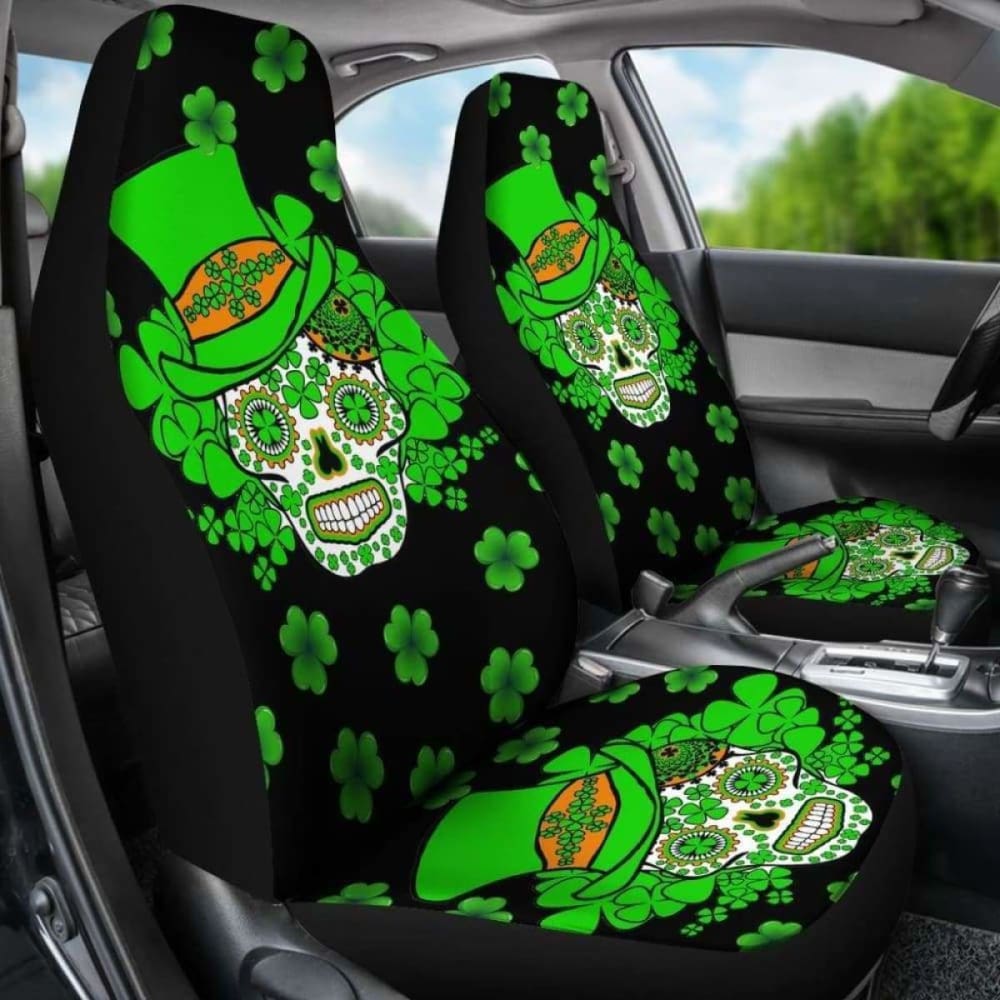 Set Of 2 Sugar Skull St Patrick’S Day Seat Covers 101207