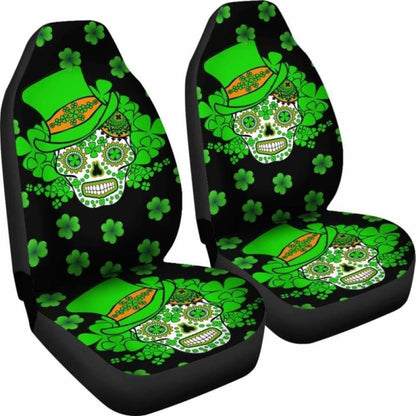 Set Of 2 Sugar Skull St Patrick’S Day Seat Covers 101207