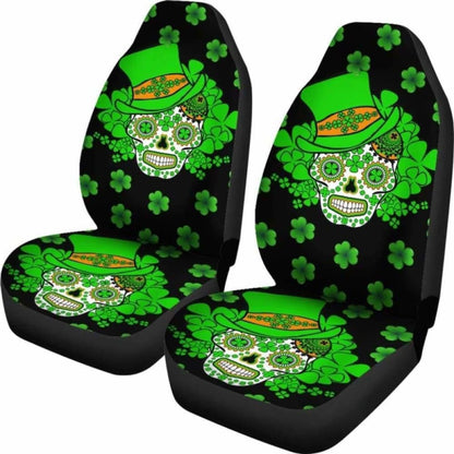 Set Of 2 Sugar Skull St Patrick’S Day Seat Covers 101207