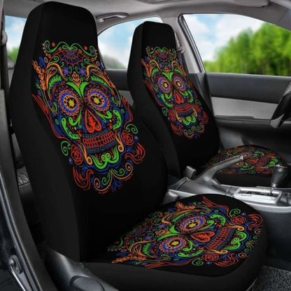 Set Of 2 Sugar Skulls Seat Covers 101207