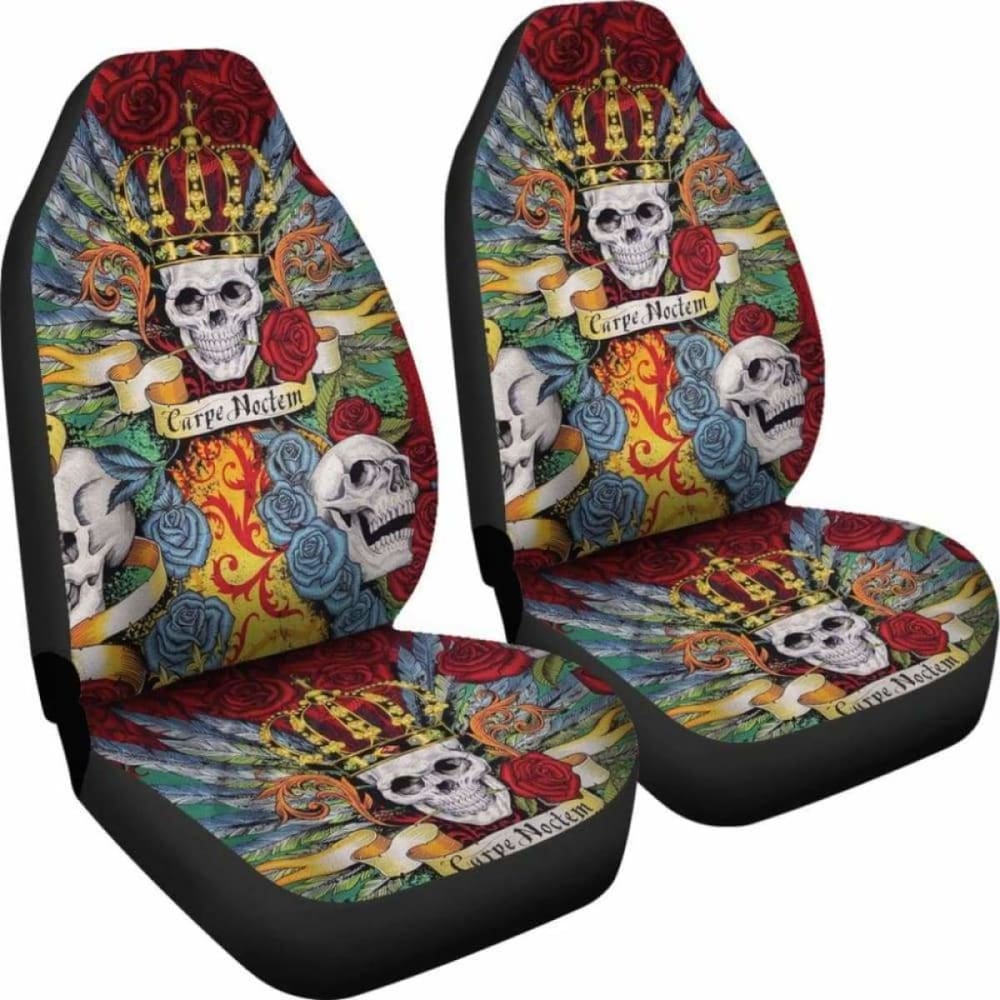 Set Of 2 The King Skull Seat Covers 101207