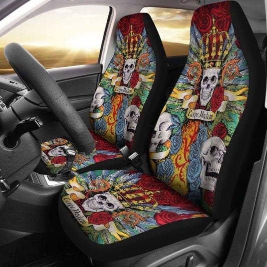 Set Of 2 The King Skull Seat Covers 101207