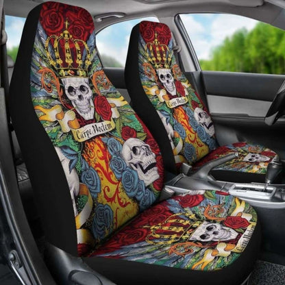 Set Of 2 The King Skull Seat Covers 101207
