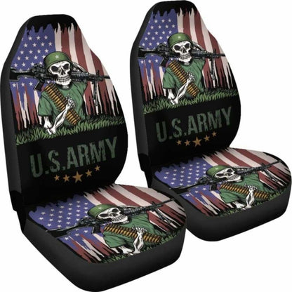 Set Of 2 Us Army Skulls Car Seat Covers 153908 - YourCarButBetter