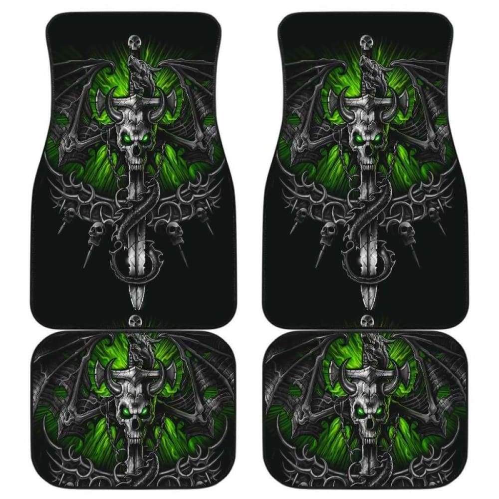 Set Of 4 Pcs Dragon Skull Car Mat 181209