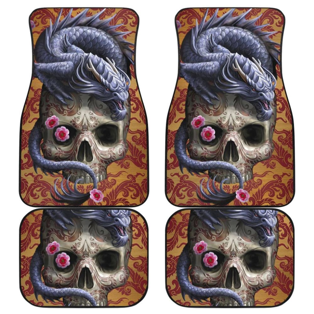 Set Of 4 Pcs Dragon Skull Car Mats 184610 - YourCarButBetter