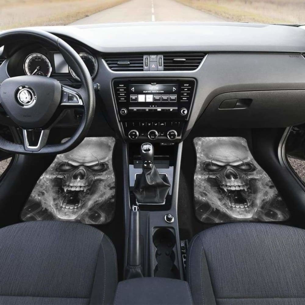 Set Of 4 Pcs Flaming Skull Car Mat 110728 - YourCarButBetter