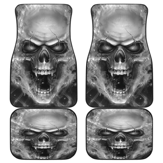 Set Of 4 Pcs Flaming Skull Car Mat 110728 - YourCarButBetter