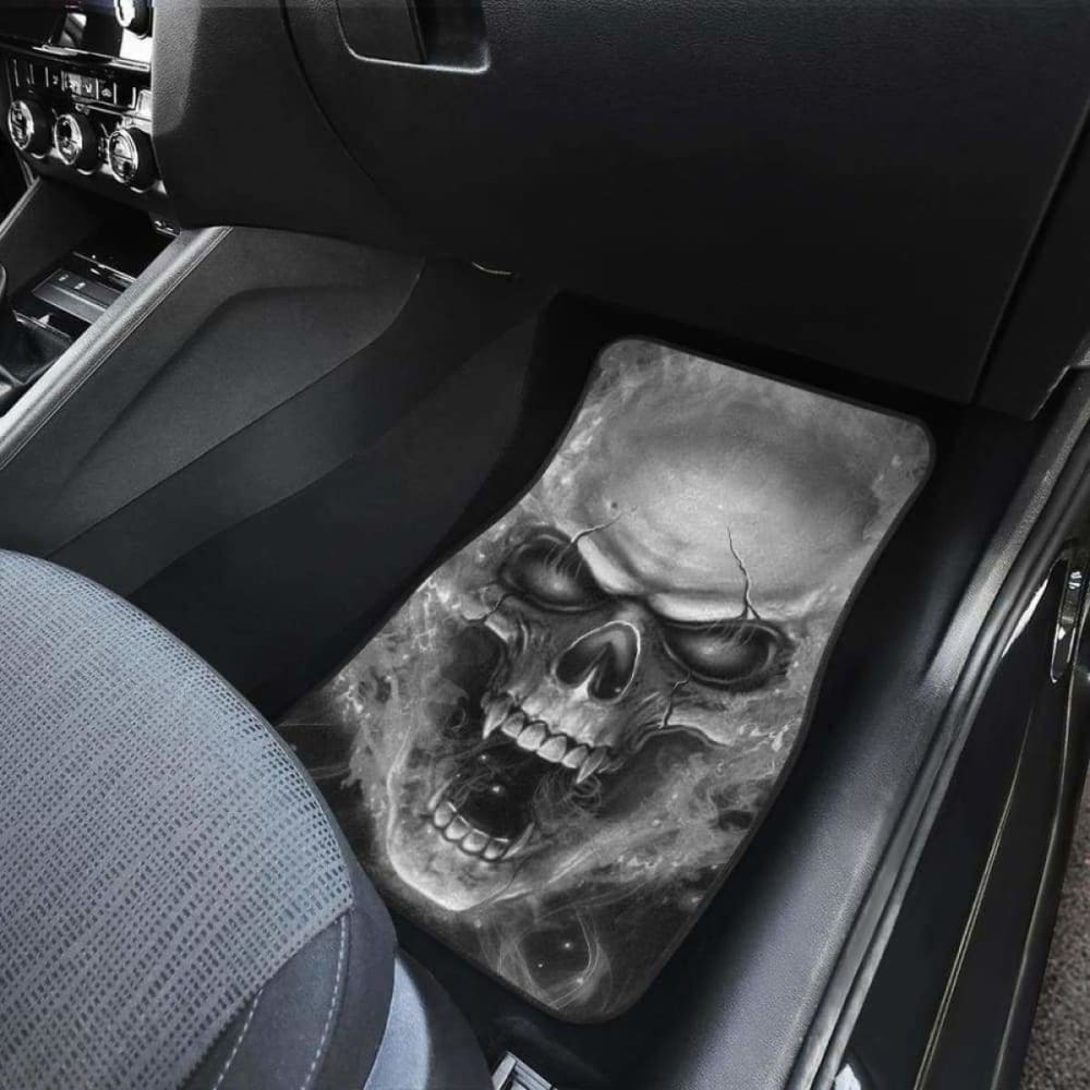 Set Of 4 Pcs Flaming Skull Car Mat 110728 - YourCarButBetter