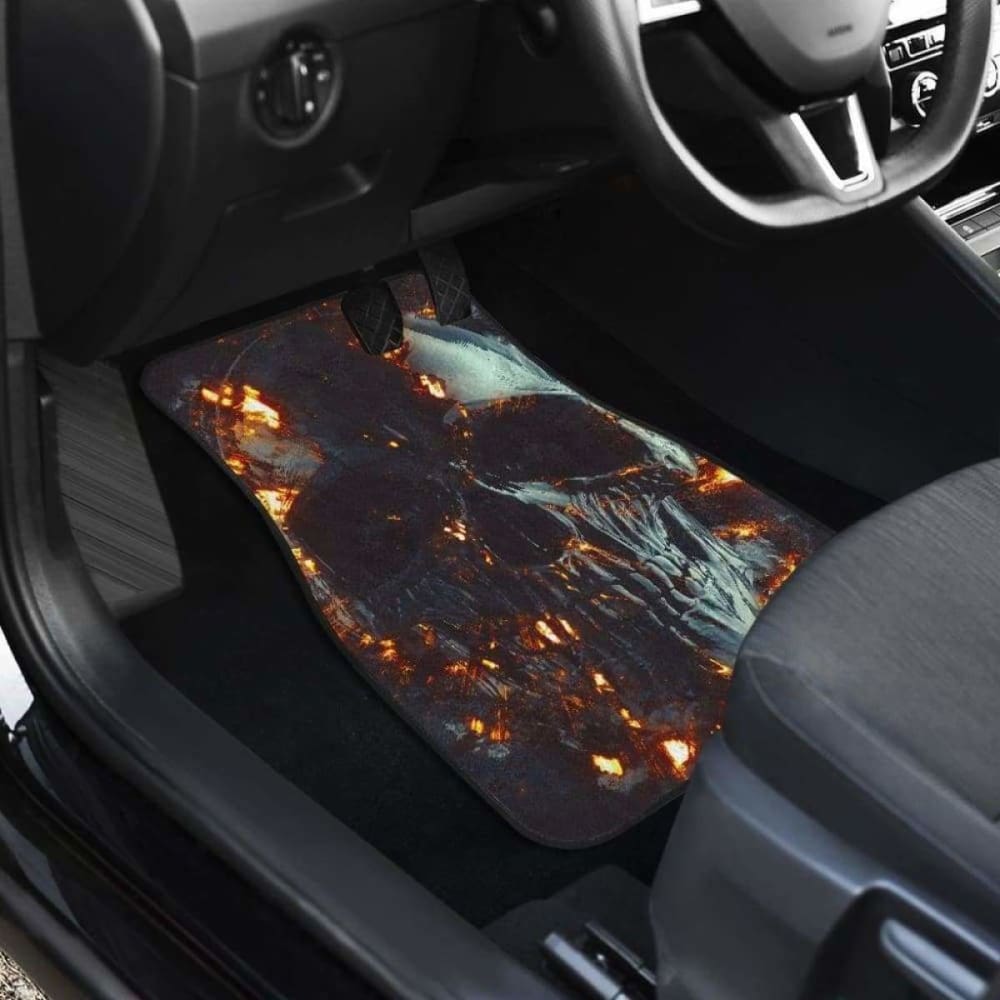 Set Of 4 Pcs Flaming Skull Car Mats 110728 - YourCarButBetter
