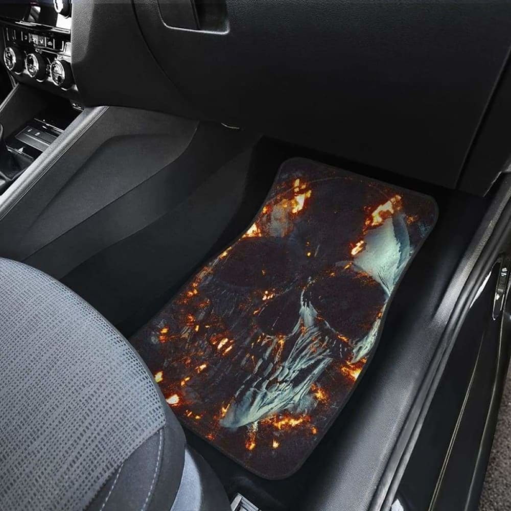 Set Of 4 Pcs Flaming Skull Car Mats 110728 - YourCarButBetter