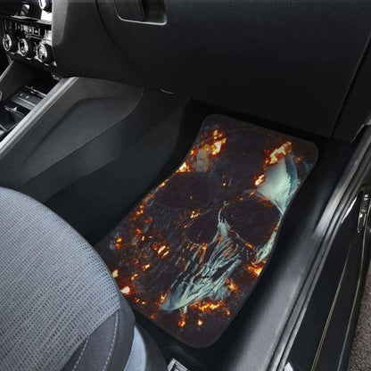 Set Of 4 Pcs Flaming Skull Car Mats 110728 - YourCarButBetter