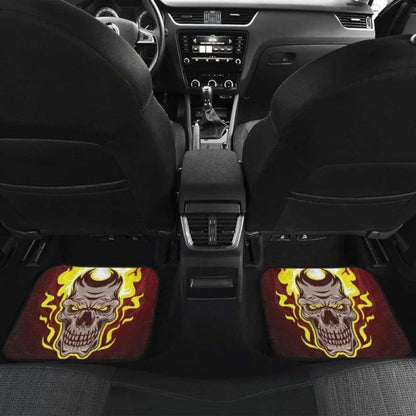 Set Of 4 Pcs Flaming Skull Car Mats 110728 - YourCarButBetter