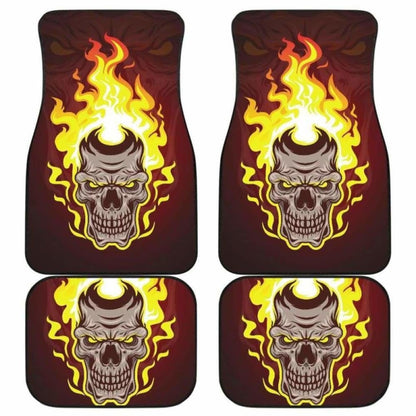 Set Of 4 Pcs Flaming Skull Car Mats 110728 - YourCarButBetter