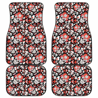 Set Of 4 Pcs Floral Day Of The Dead Sugar Skull Car Mats 101207