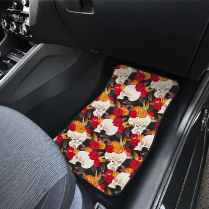 Set Of 4 Pcs Floral Skull Car Mats 153908 - YourCarButBetter