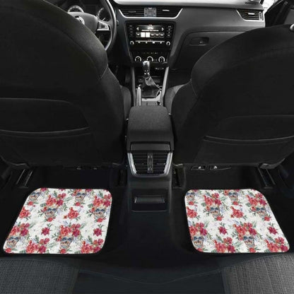 Set Of 4 Pcs Floral Skull Car Mats 153908 - YourCarButBetter