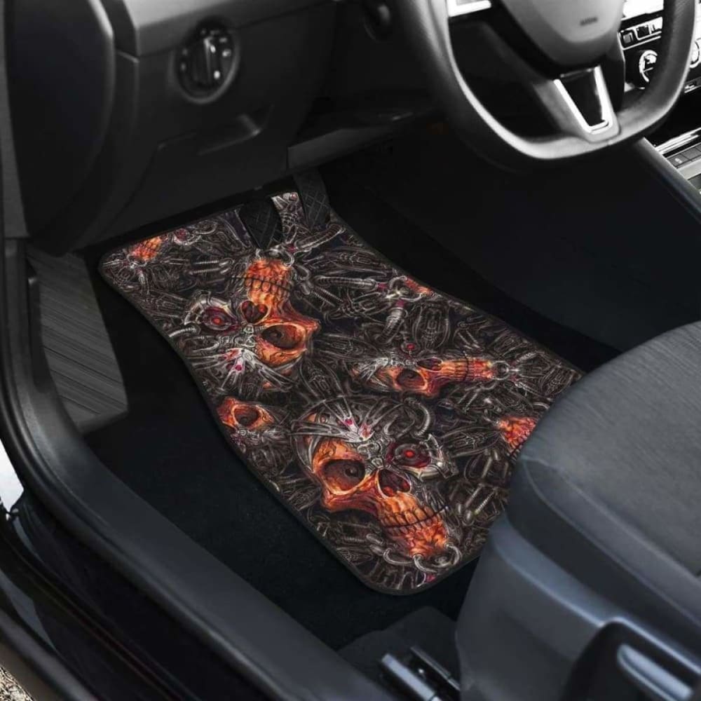 Set Of 4 Pcs Gothic Awesome Skull Car Mats 172727