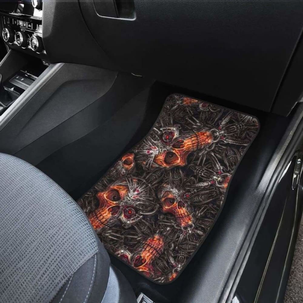 Set Of 4 Pcs Gothic Awesome Skull Car Mats 172727