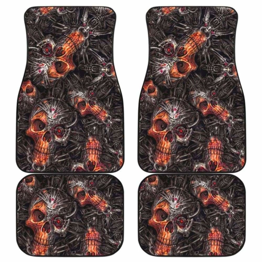 Set Of 4 Pcs Gothic Awesome Skull Car Mats 172727