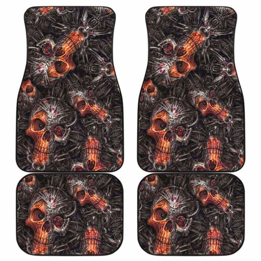 Set Of 4 Pcs Gothic Awesome Skull Car Mats 172727