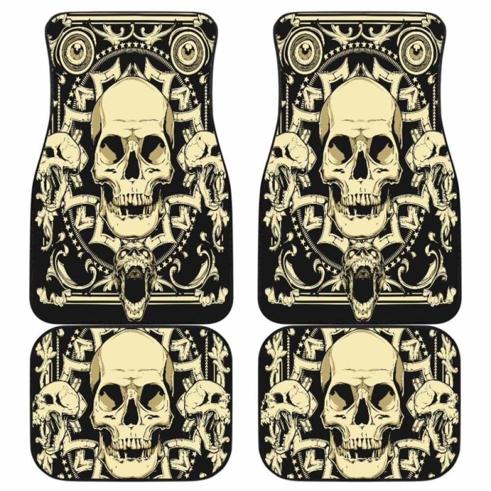 Set Of 4 Pcs Gothic Skull Car Mats 172727