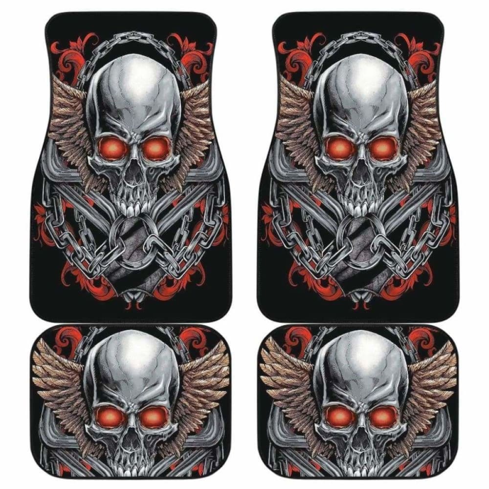 Set Of 4 Pcs Gothic Sugar Skull Car Mat 172727