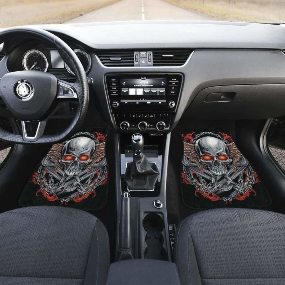 Set Of 4 Pcs Gothic Sugar Skull Car Mat 172727
