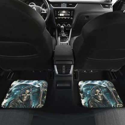 Set Of 4 Pcs Grim Reaper Skull Car Mats 112608
