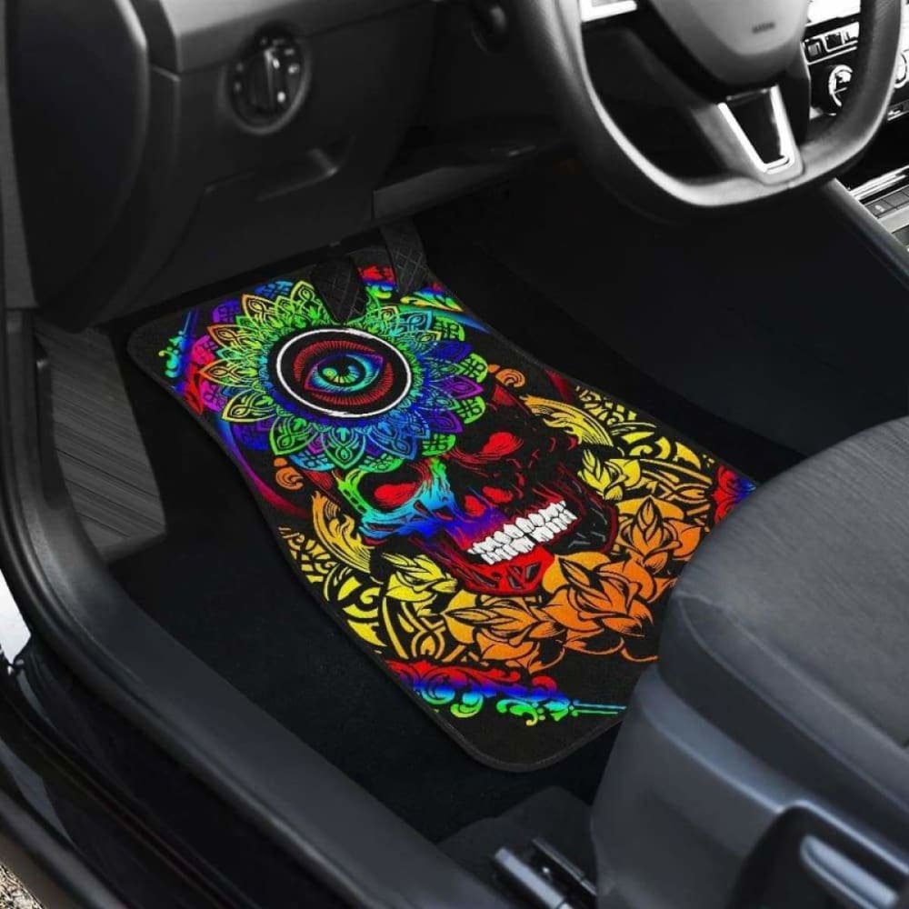 Set Of 4 Pcs Sugar Skull Car Mats 101207