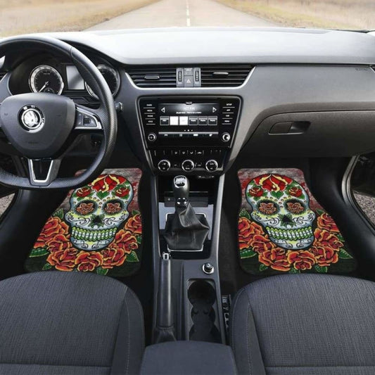 Set Of 4 Pcs Sugar Skull Car Mats 101207