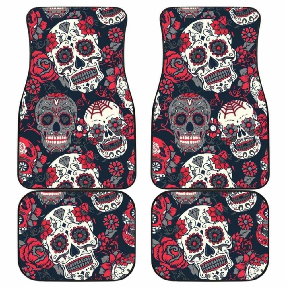 Set Of 4 Pcs Sugar Skull Car Mats 101207