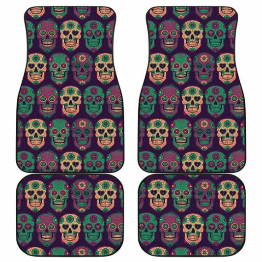 Set Of 4 Pcs Sugar Skull Car Mats 101207