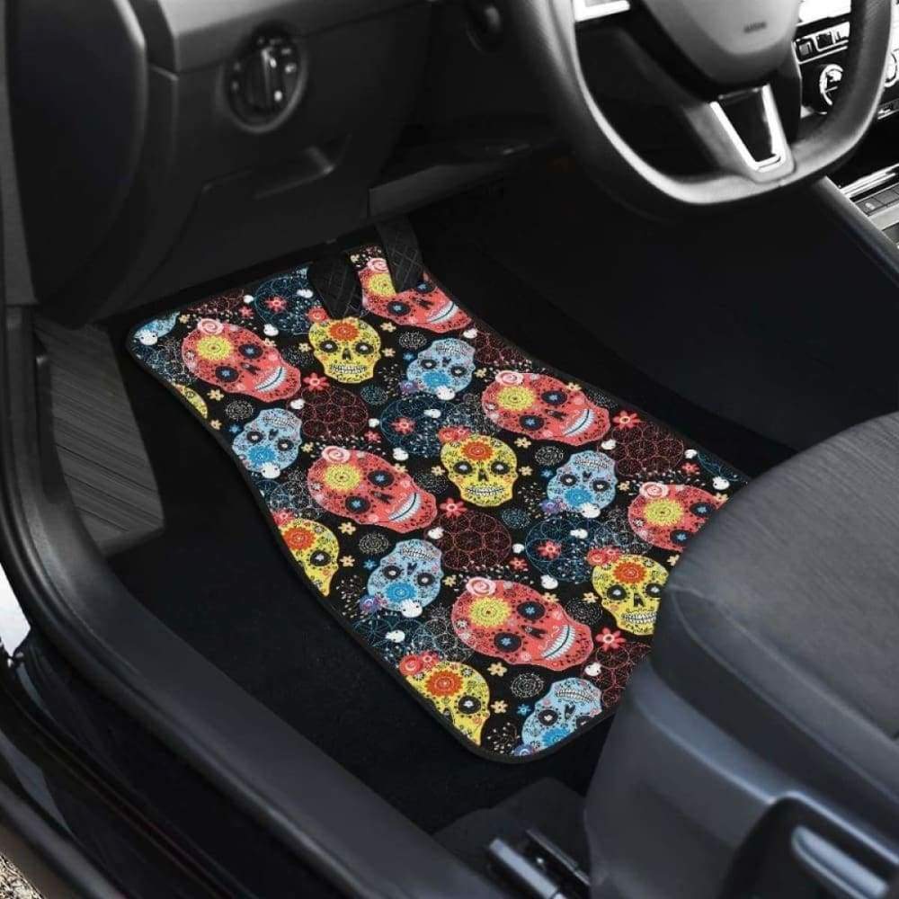 Set Of 4 Pcs Sugar Skull Car Mats 101207