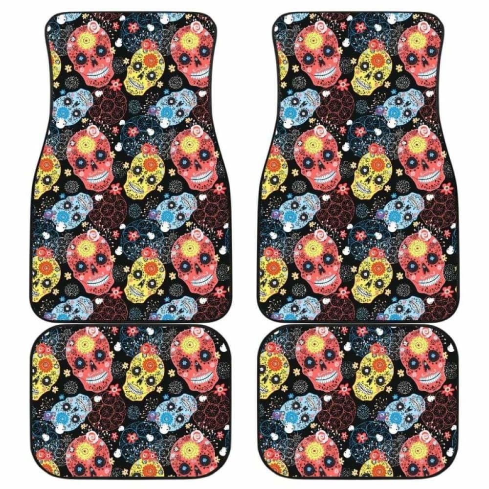 Set Of 4 Pcs Sugar Skull Car Mats 101207