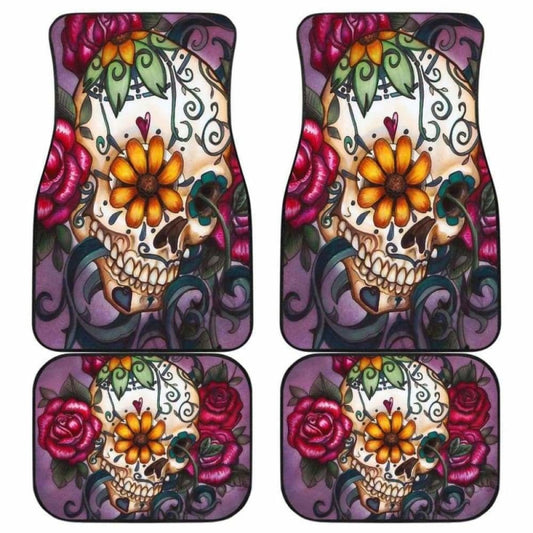 Set Of 4 Pcs Sugar Skull Car Mats 101207