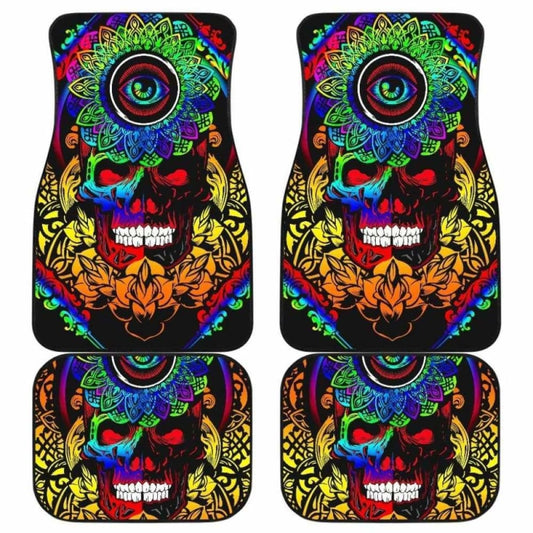 Set Of 4 Pcs Sugar Skull Car Mats 101207