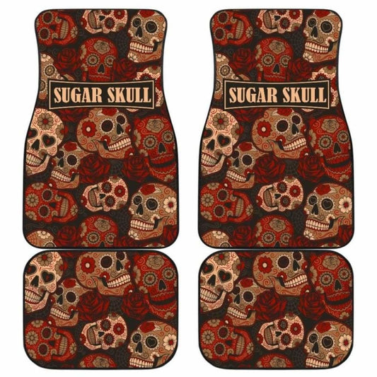 Set Of 4 Pcs Sugar Skull Car Mats 101207