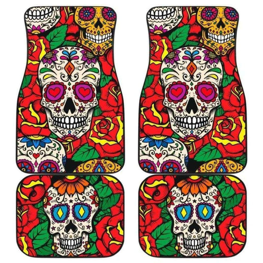 Set Of 4 Pcs Sugar Skull Car Mats 101207