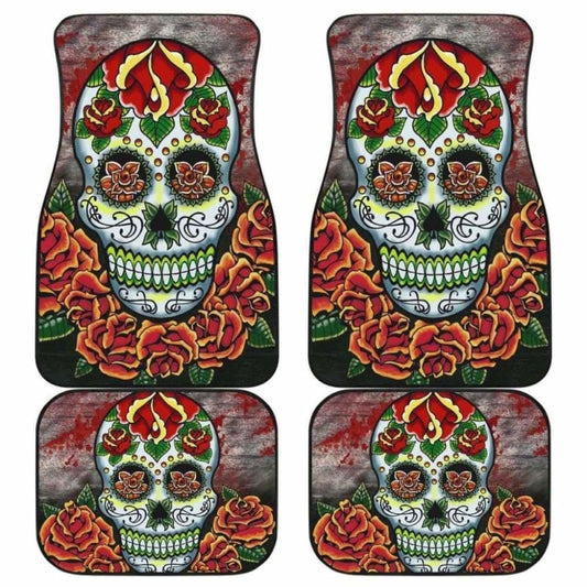 Set Of 4 Pcs Sugar Skull Car Mats 101207