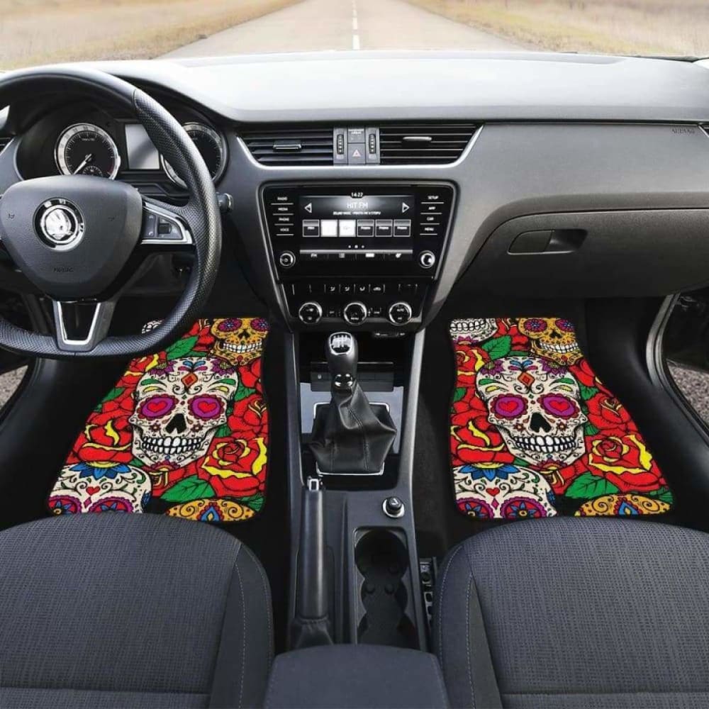 Set Of 4 Pcs Sugar Skull Car Mats 101207