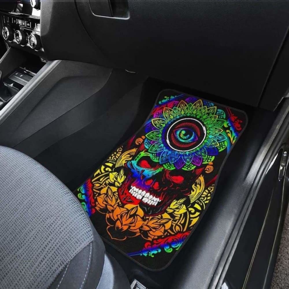 Set Of 4 Pcs Sugar Skull Car Mats 101207