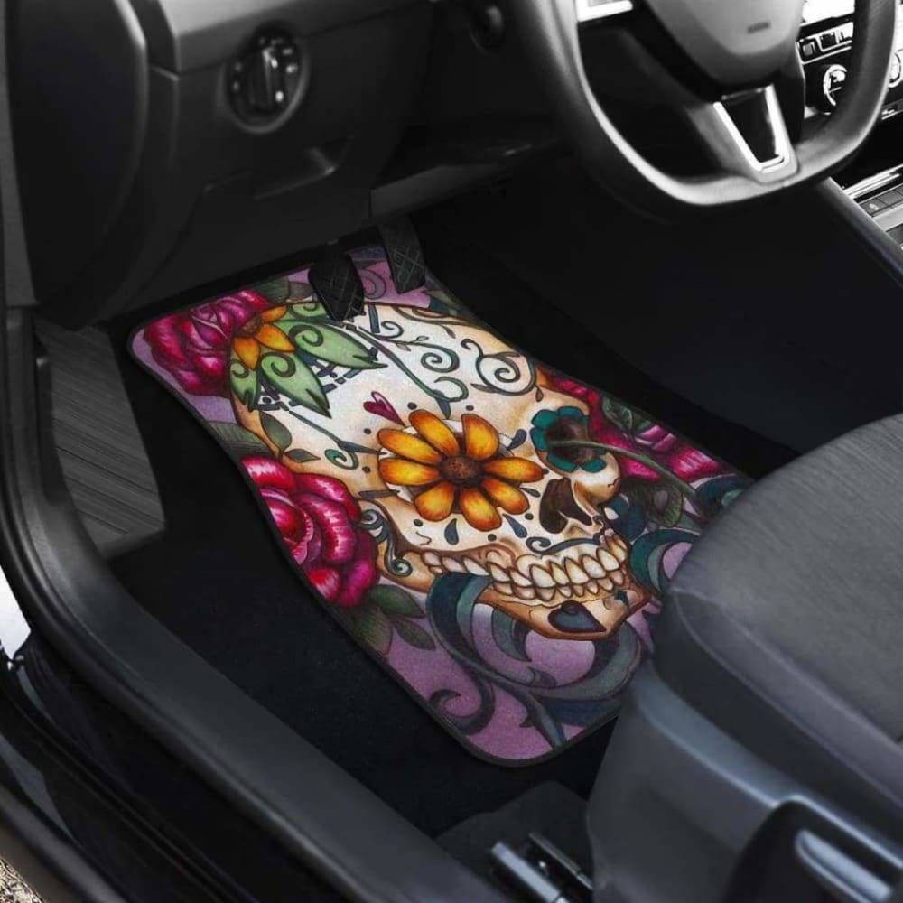 Set Of 4 Pcs Sugar Skull Car Mats 101207