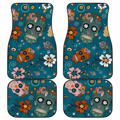 Set Of 4 Pcs Sugar Skull Car Mats 101207