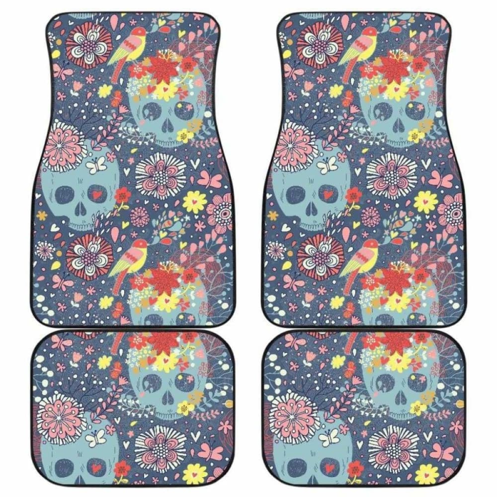 Set Of 4 Pcs Sugar Skull Car Mats 101207
